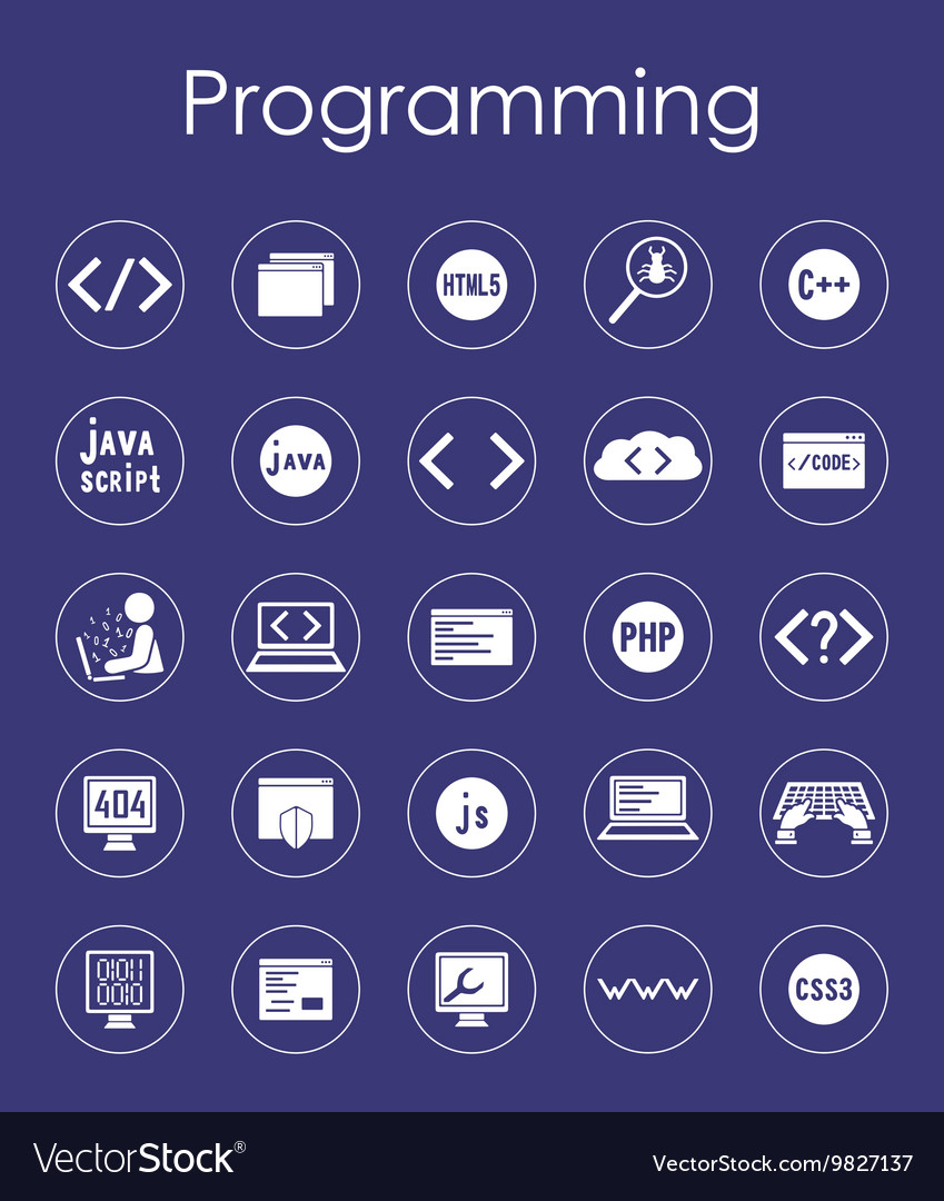 Set of programming simple icons