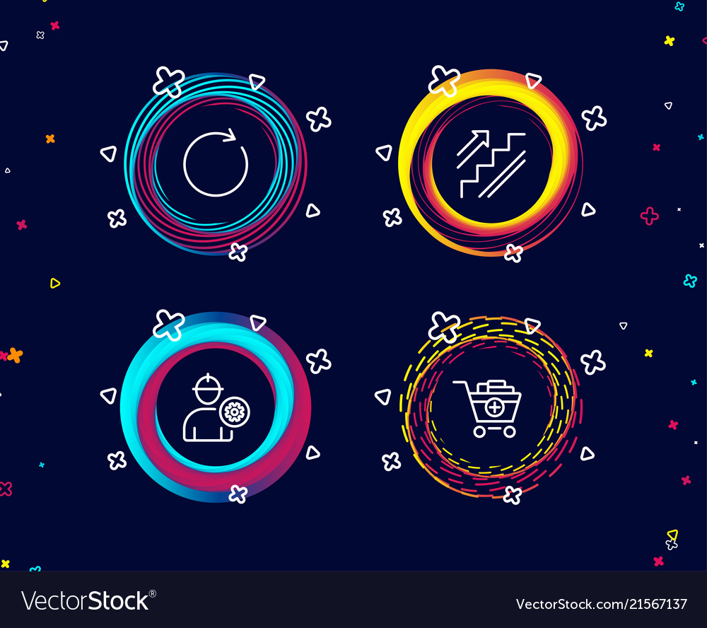 Synchronize engineer and stairs icons add Vector Image Synchronize engineer and stairs icons add