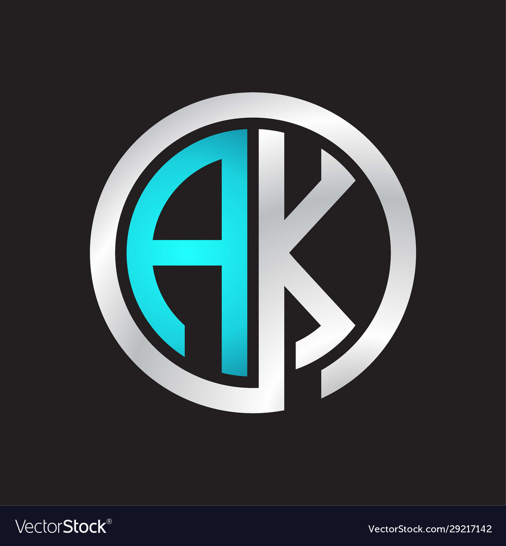 Ak initial logo linked circle monogram Royalty Free Vector