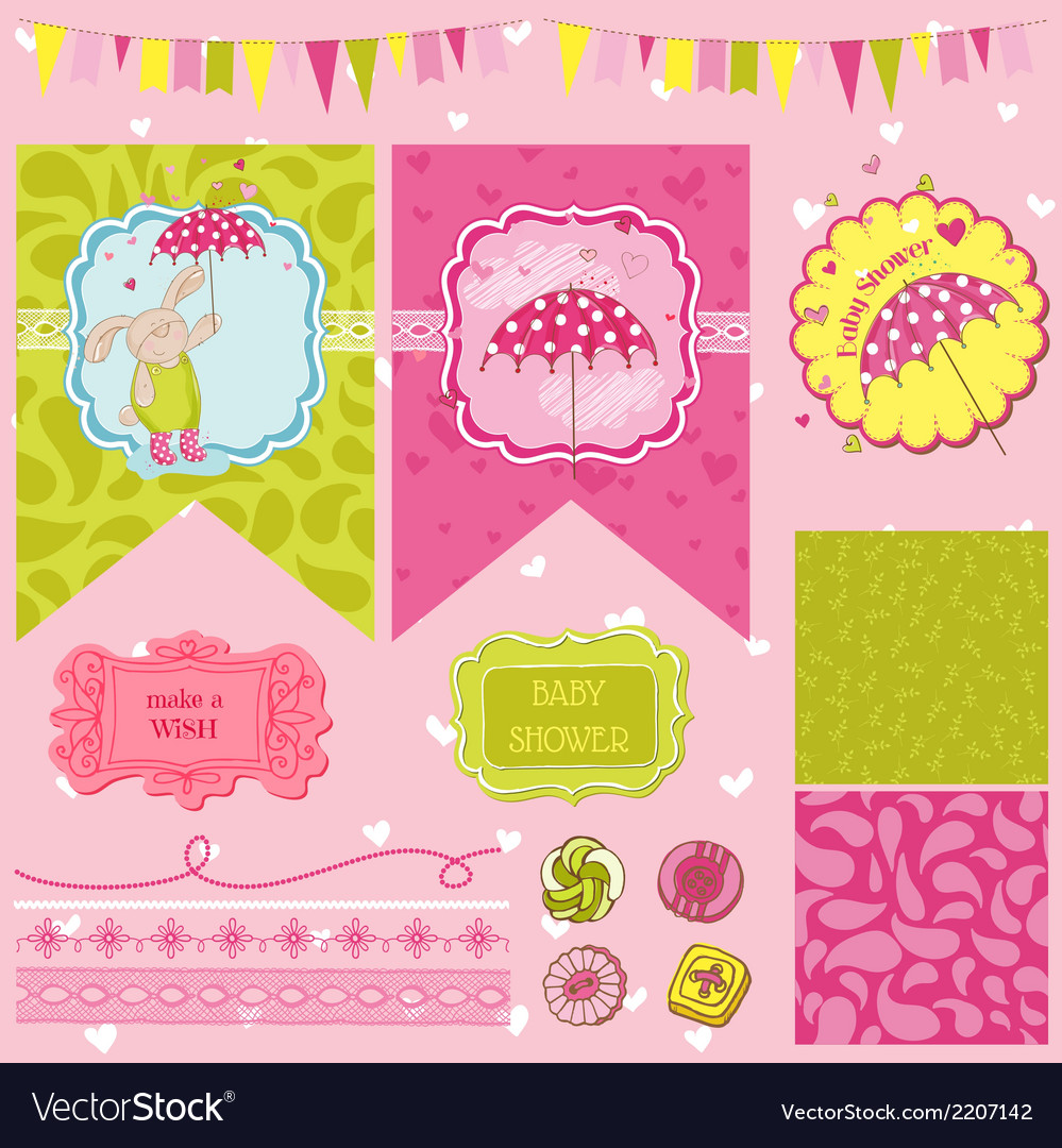 Baby bunny shower theme Royalty Free Vector Image