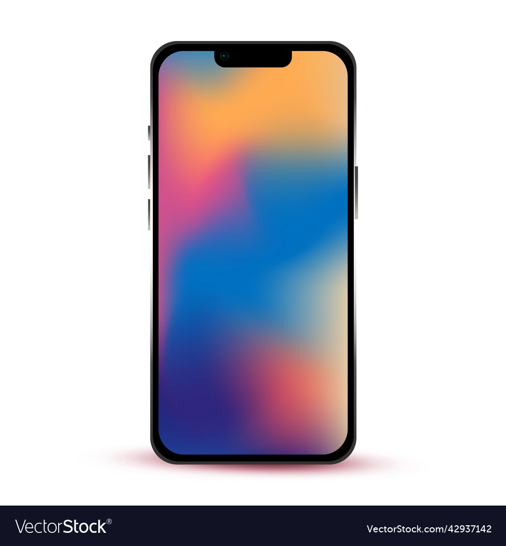 Black smartphone with colorful display isolated