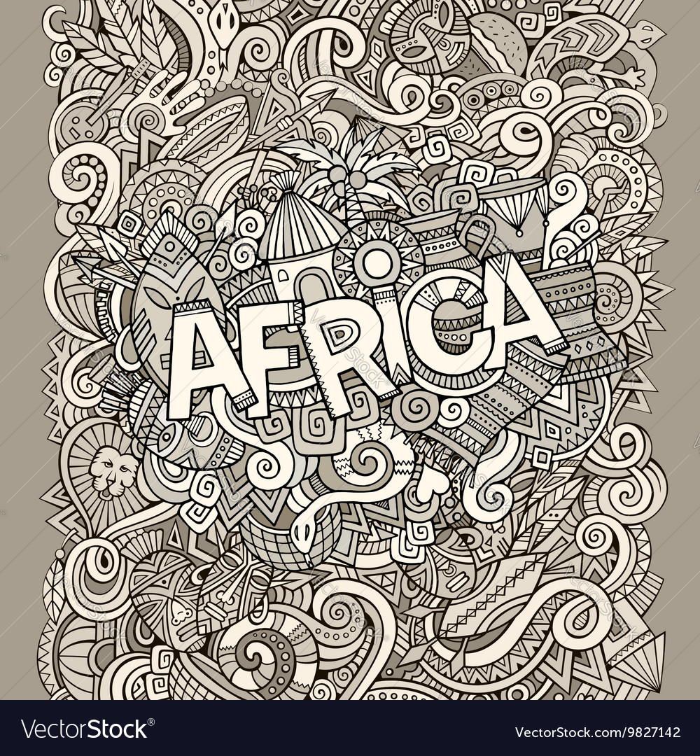 Cartoon cute doodles hand drawn african Royalty Free Vector