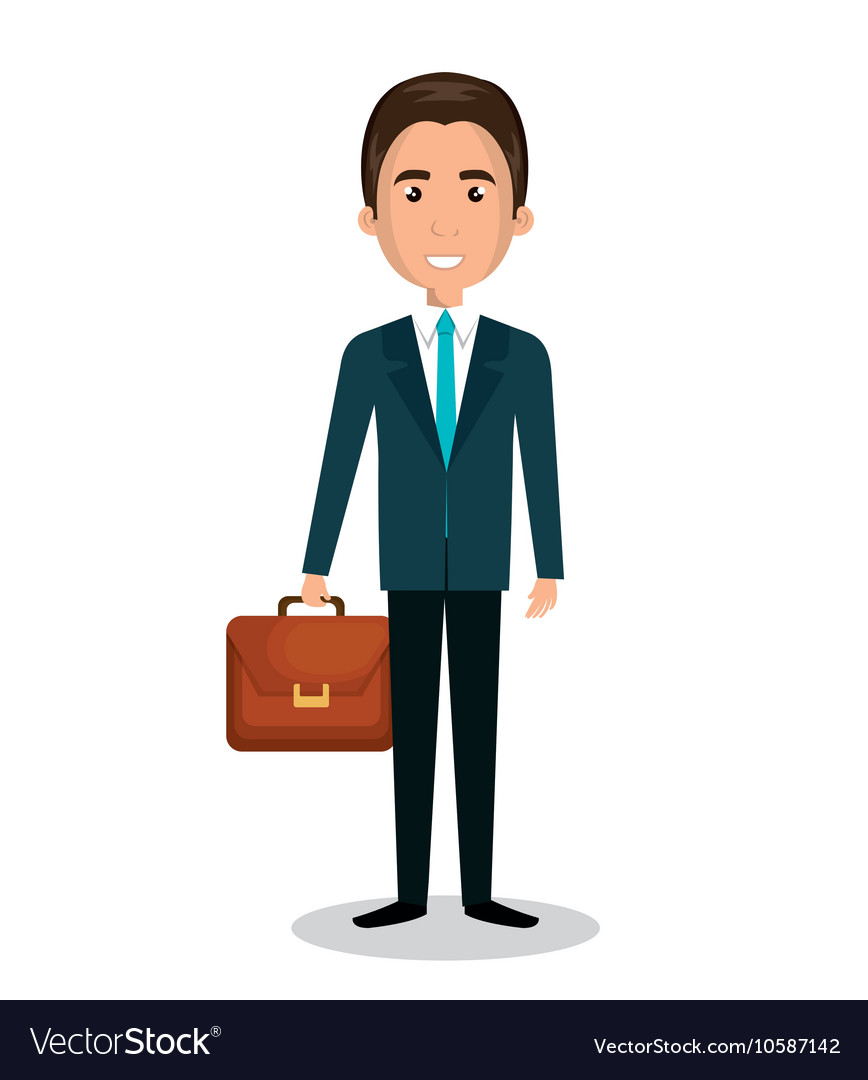 Cartoon man executive business briefcase isolated