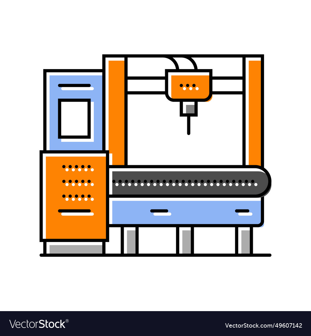 Cnc machine manufacturing engineer color icon Vector Image