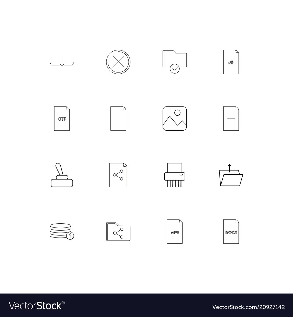 Files and folders sign linear thin icons set