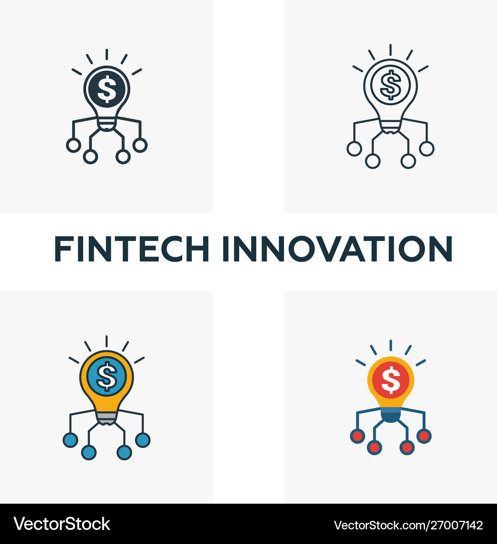 Fintech innovation icon set four elements Vector Image