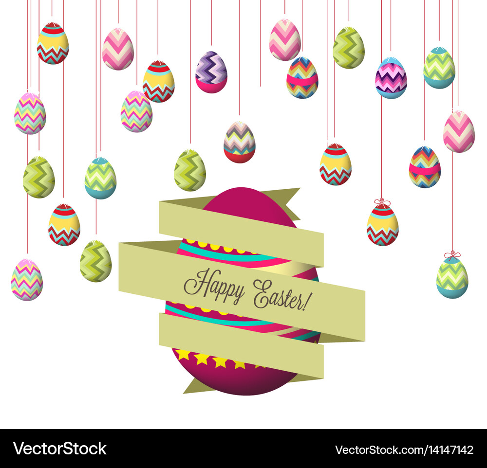 Hanging easter eggs Royalty Free Vector Image - VectorStock