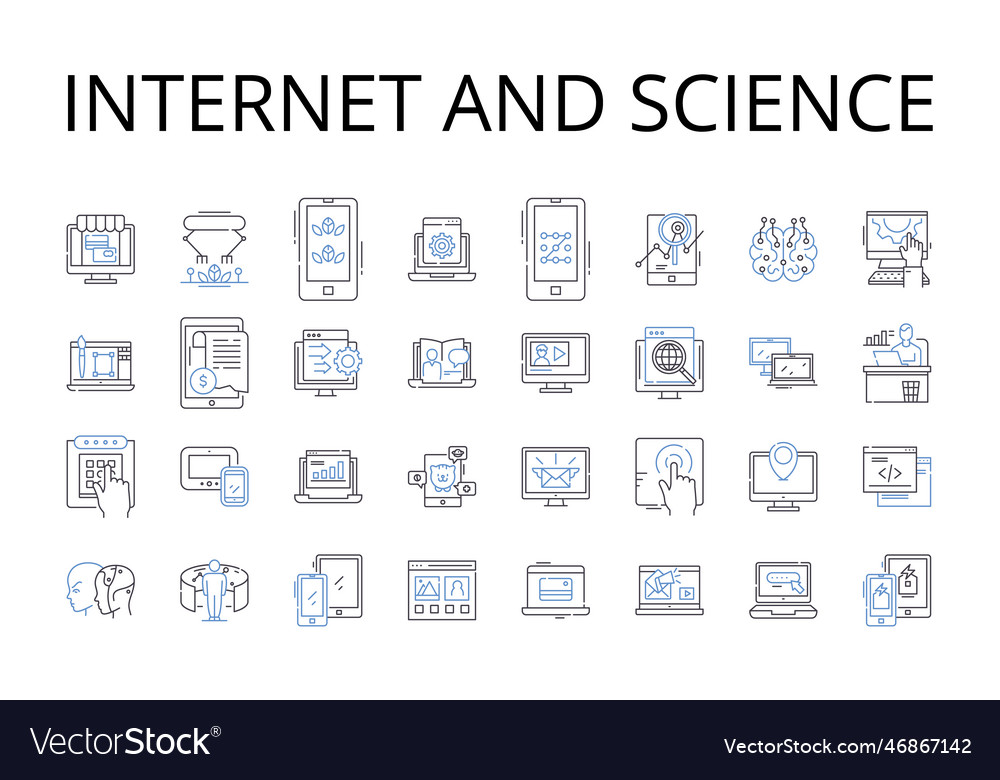 Internet and science line icons collection vector image Internet and science line icons collection