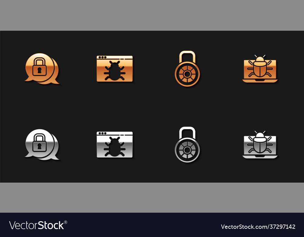Set cyber security system bug safe combination vector image Set cyber security system bug safe combination