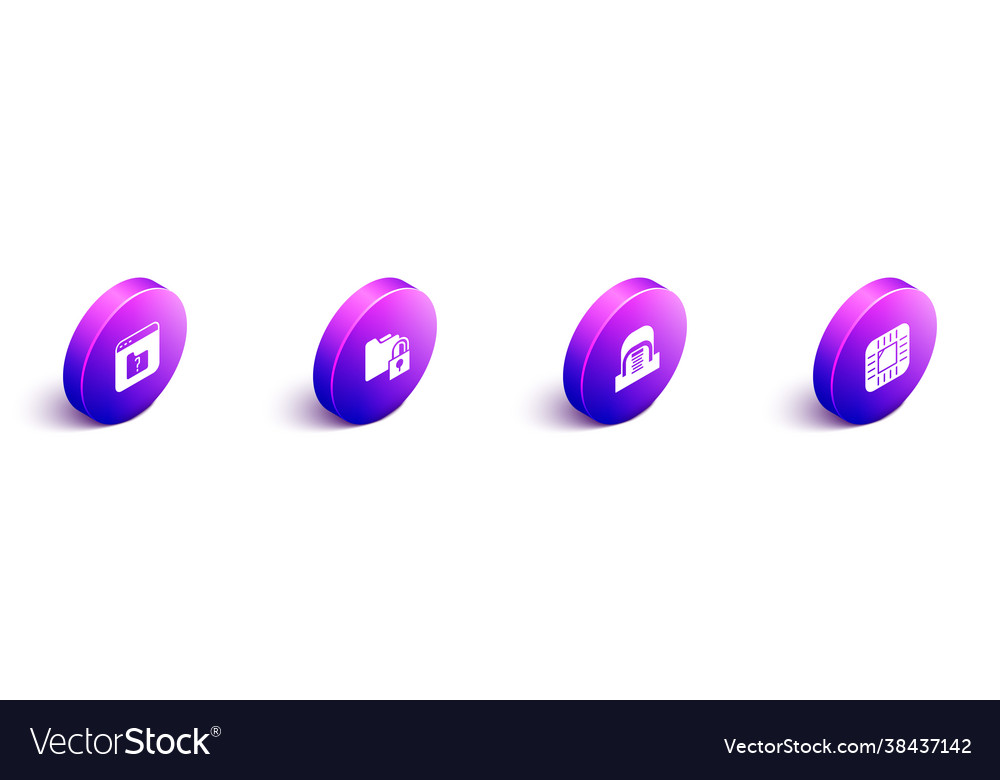 Set isometric file missing folder and lock vector image Set isometric file missing folder and lock