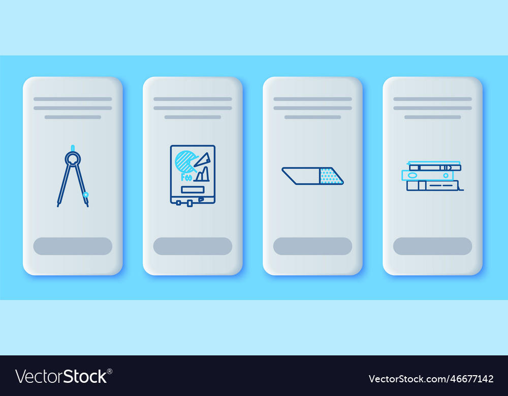 Set line board with graph chart eraser or rubber vector image Set line board with graph chart eraser or rubber