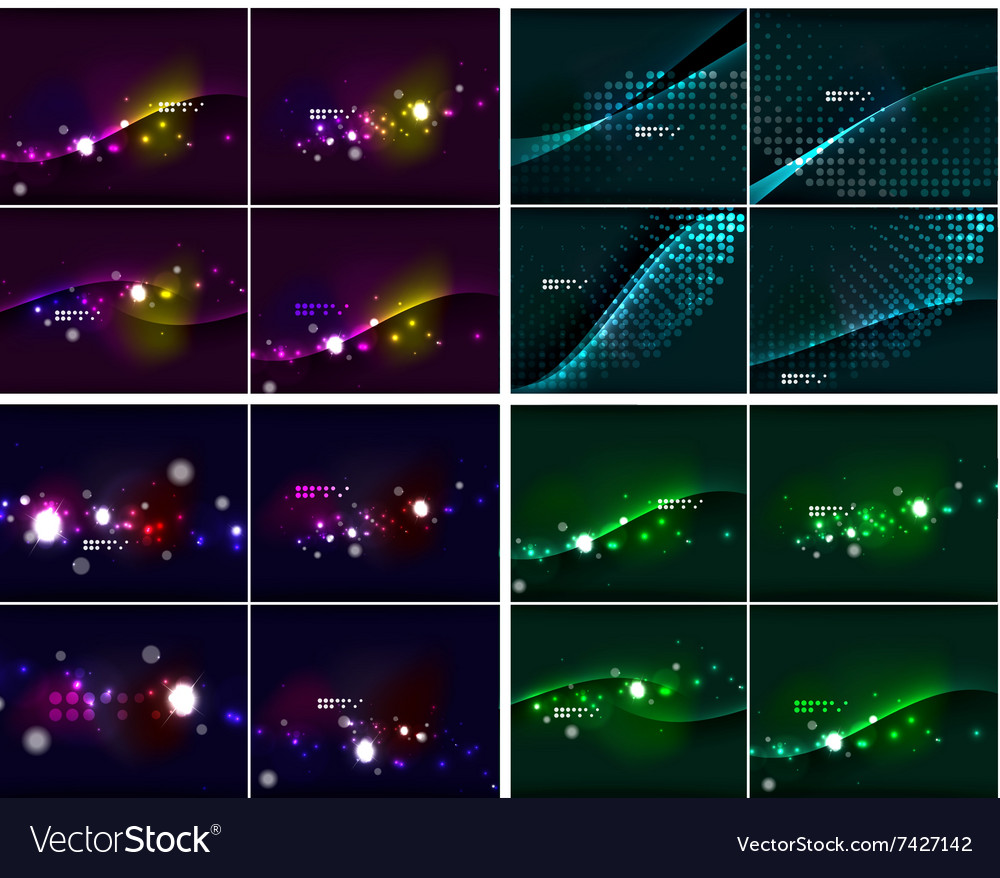 Set of glowing lines in dark space with sparkling