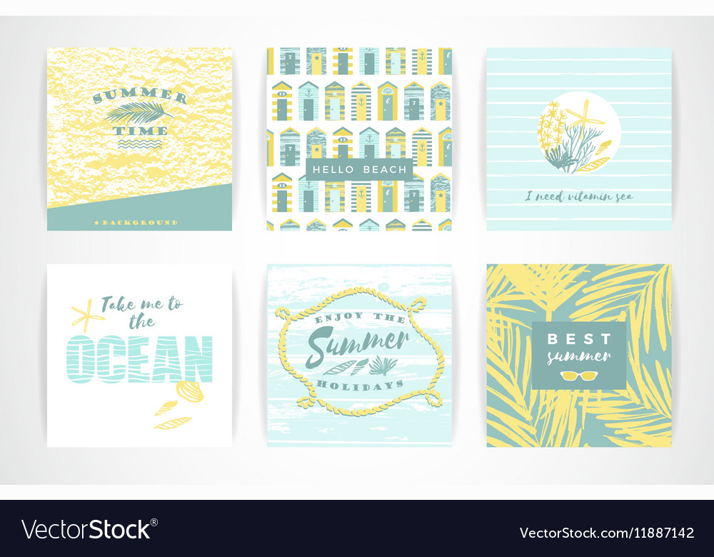 Set of summer cards with hand-drawing elements Vector Image