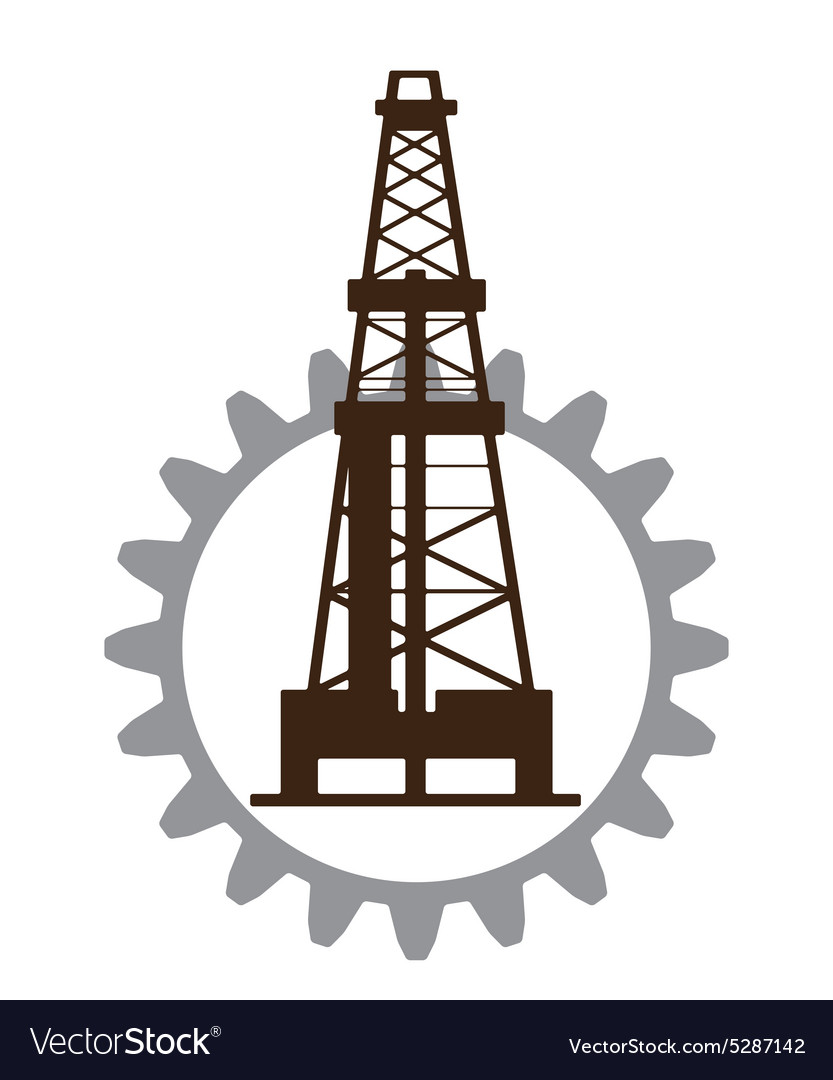 Silhouette of oil drilling in gear