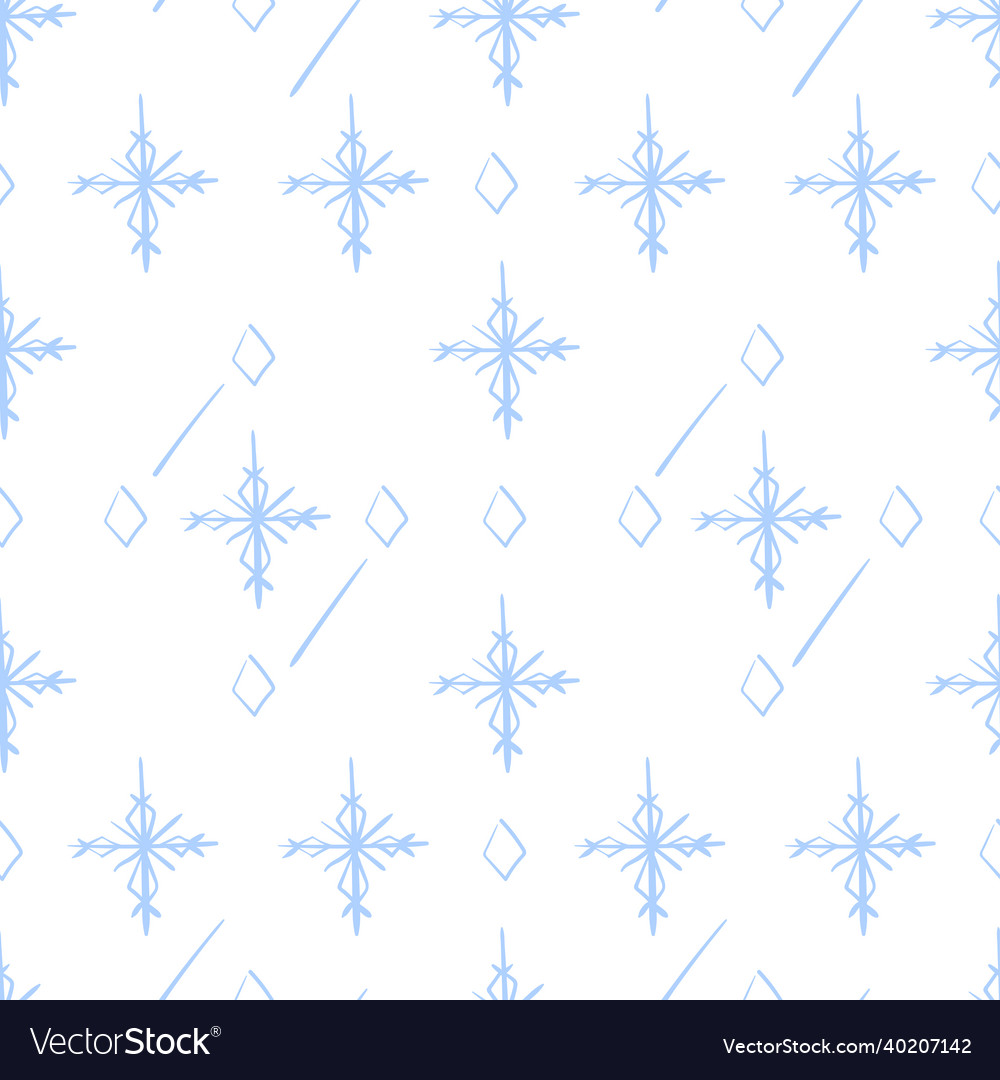 Snowy seamless pattern with shape snowflakes