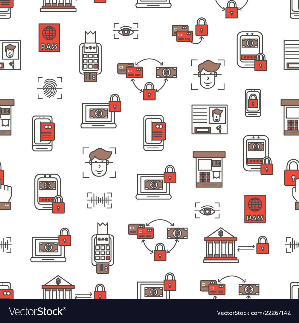 Thin line art security seamless pattern vector image Thin line art security seamless pattern