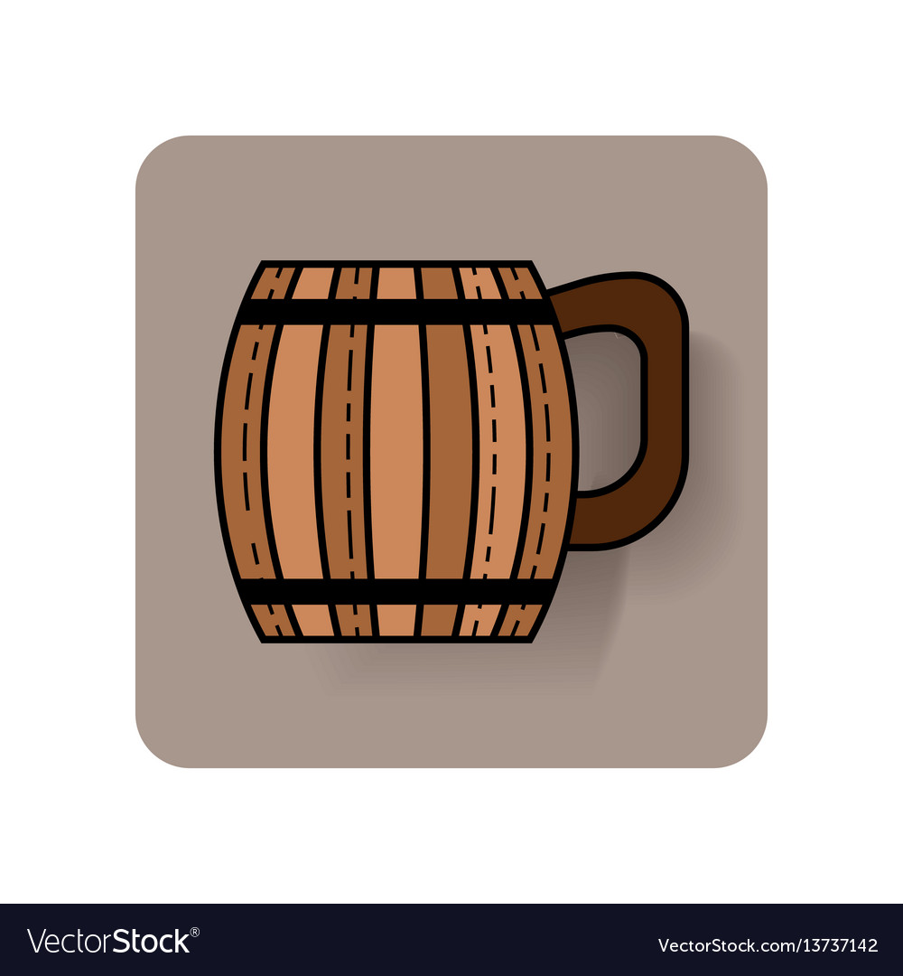 Wooden mug for beer drinks color flat icon