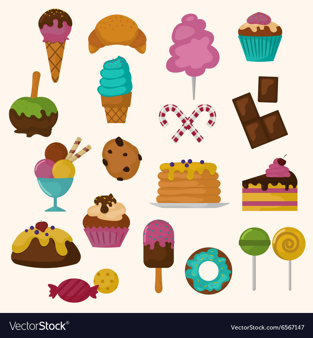 Cakes icons set on white background Royalty Free Vector