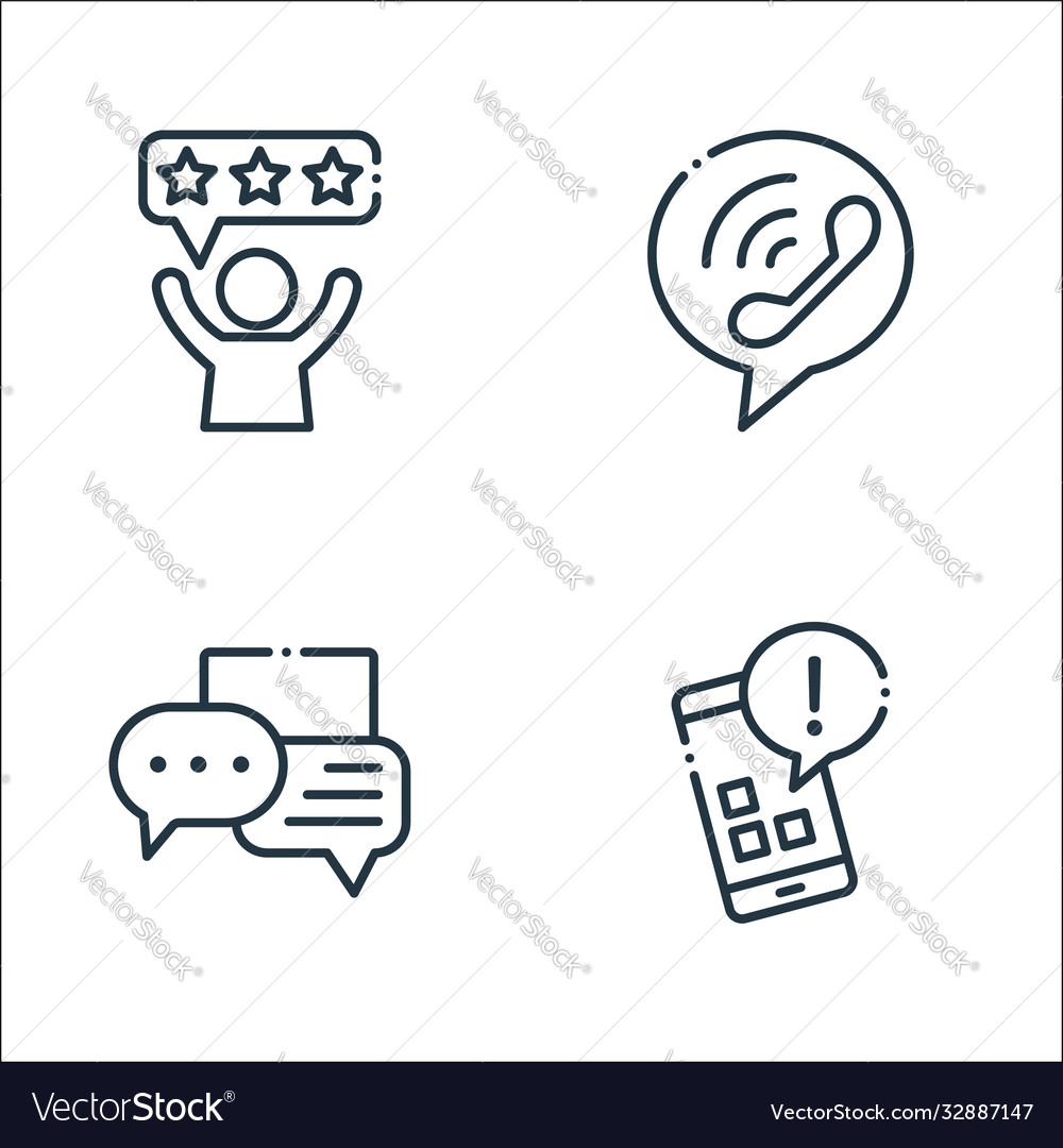 Chatting and communication line icons linear set vector image Chatting and communication line icons linear set