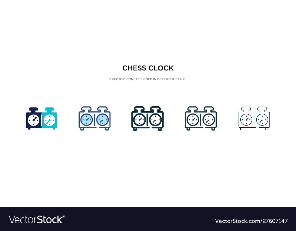 Chess clock icon in different style two colored