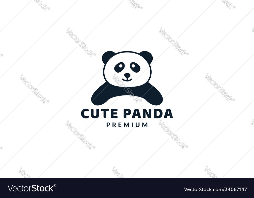 Cute cartoon animal panda smile head logo icon Vector Image