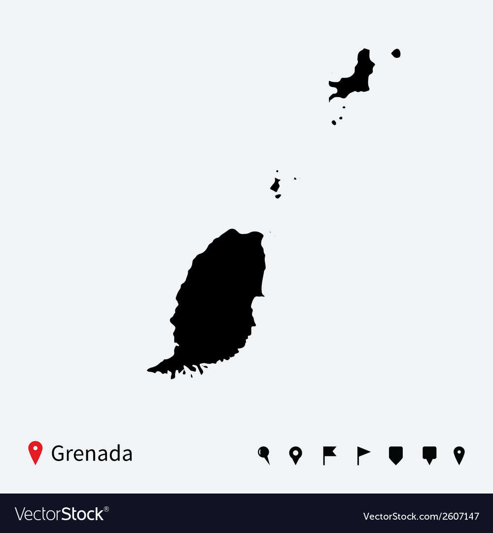 Detailed Grenada Map with Location Pins