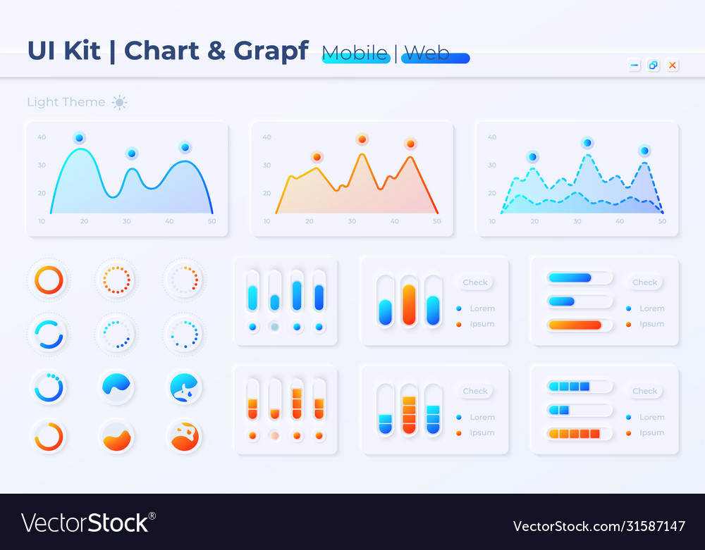 Diagram ui elements kit vector image Diagram ui elements kit