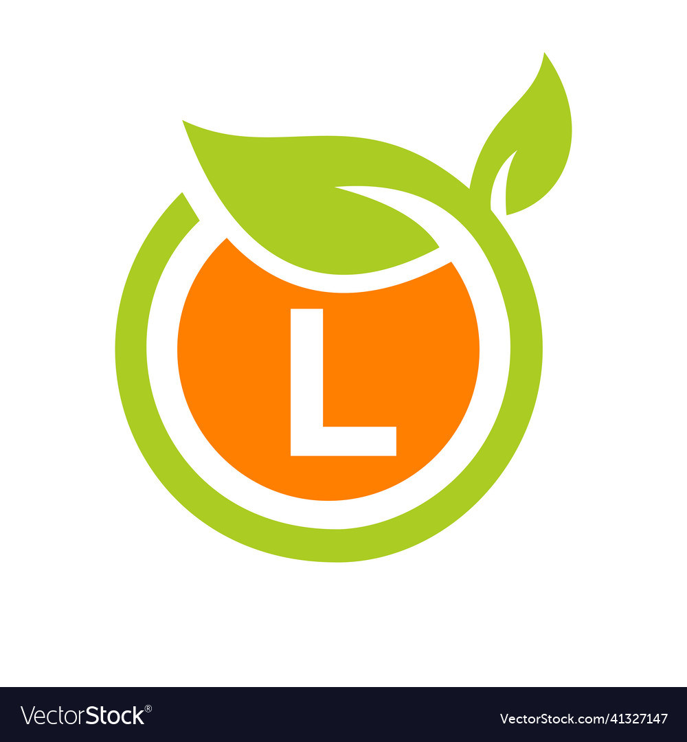 Eco logo design letter l leaf icon