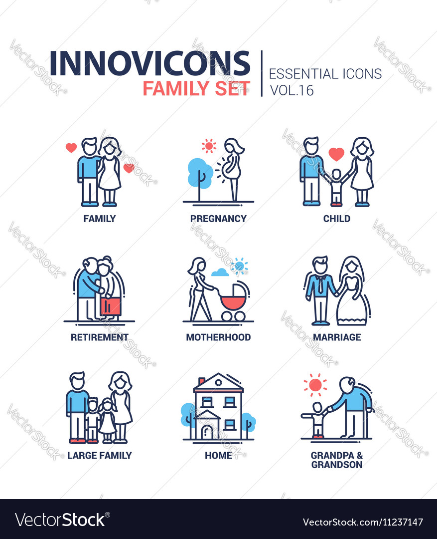 Family - line design icons set