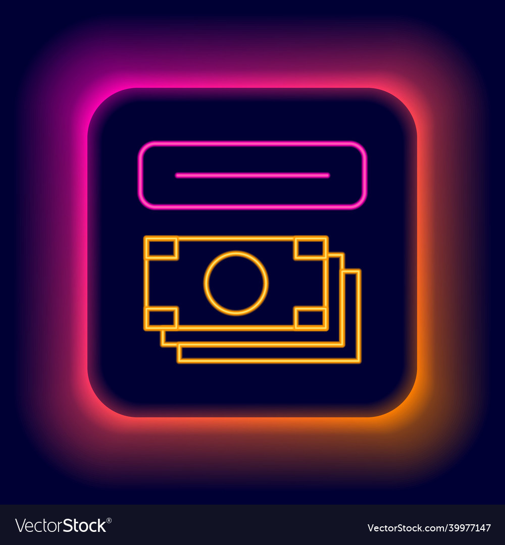 Glowing neon line atm - automated teller machine vector image Glowing neon line atm - automated teller machine