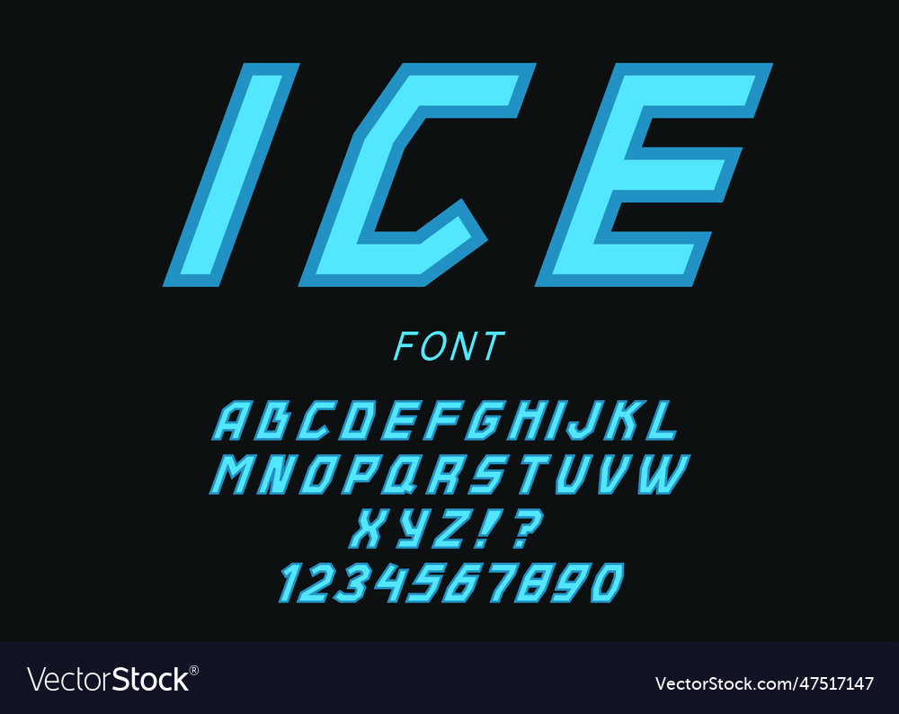 Ice font modern typography Royalty Free Vector Image