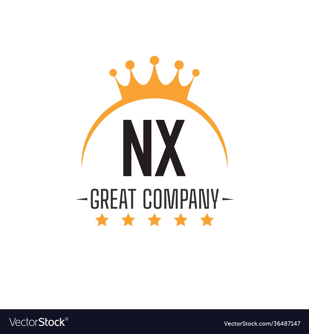 Initial letter nx king design logo concept
