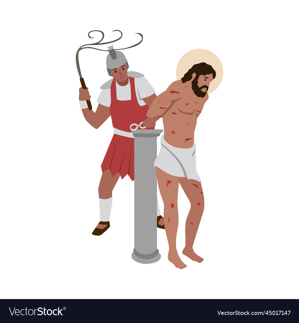 Jesus scourged by a roman soldier the scourging Vector Image