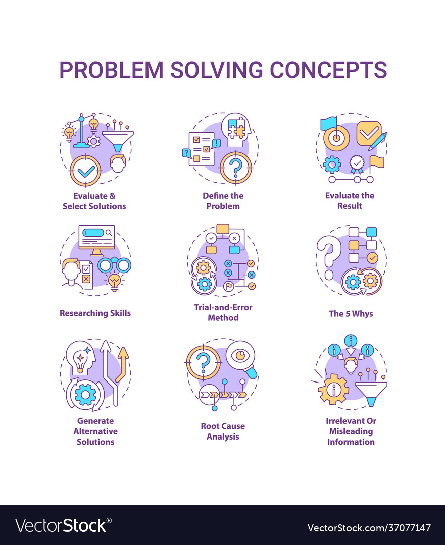 Problem solving concept icons set vector image Problem solving concept icons set