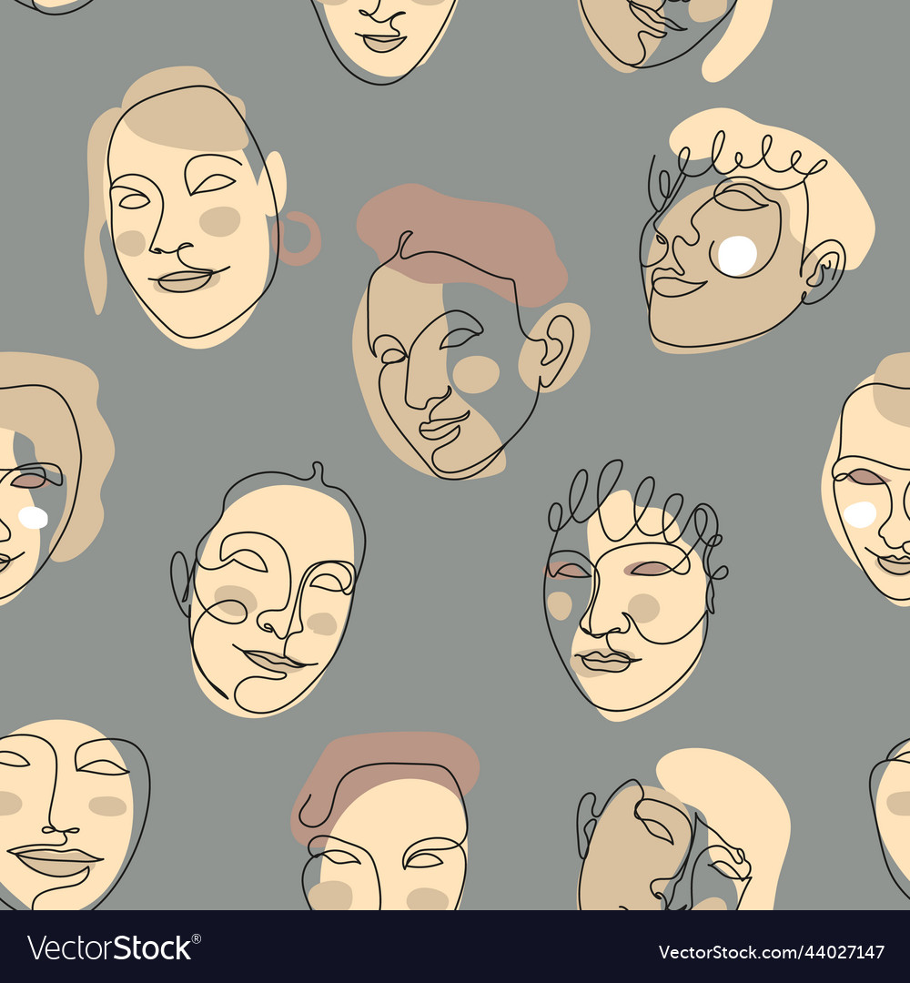 Seamless pattern with one single line drawings