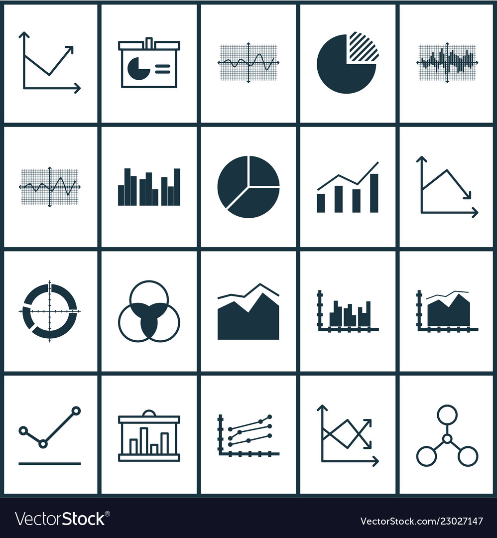 Set of graphs diagrams and statistics icons vector image Set of graphs diagrams and statistics icons