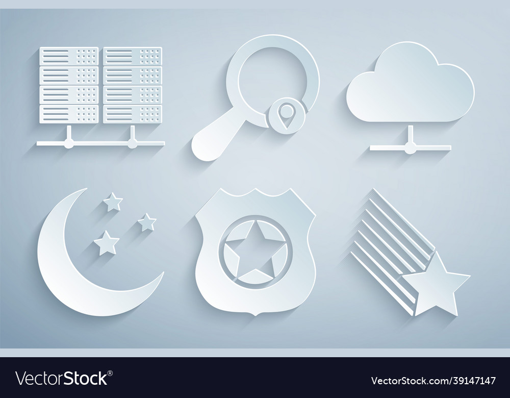 Set police badge network cloud connection moon