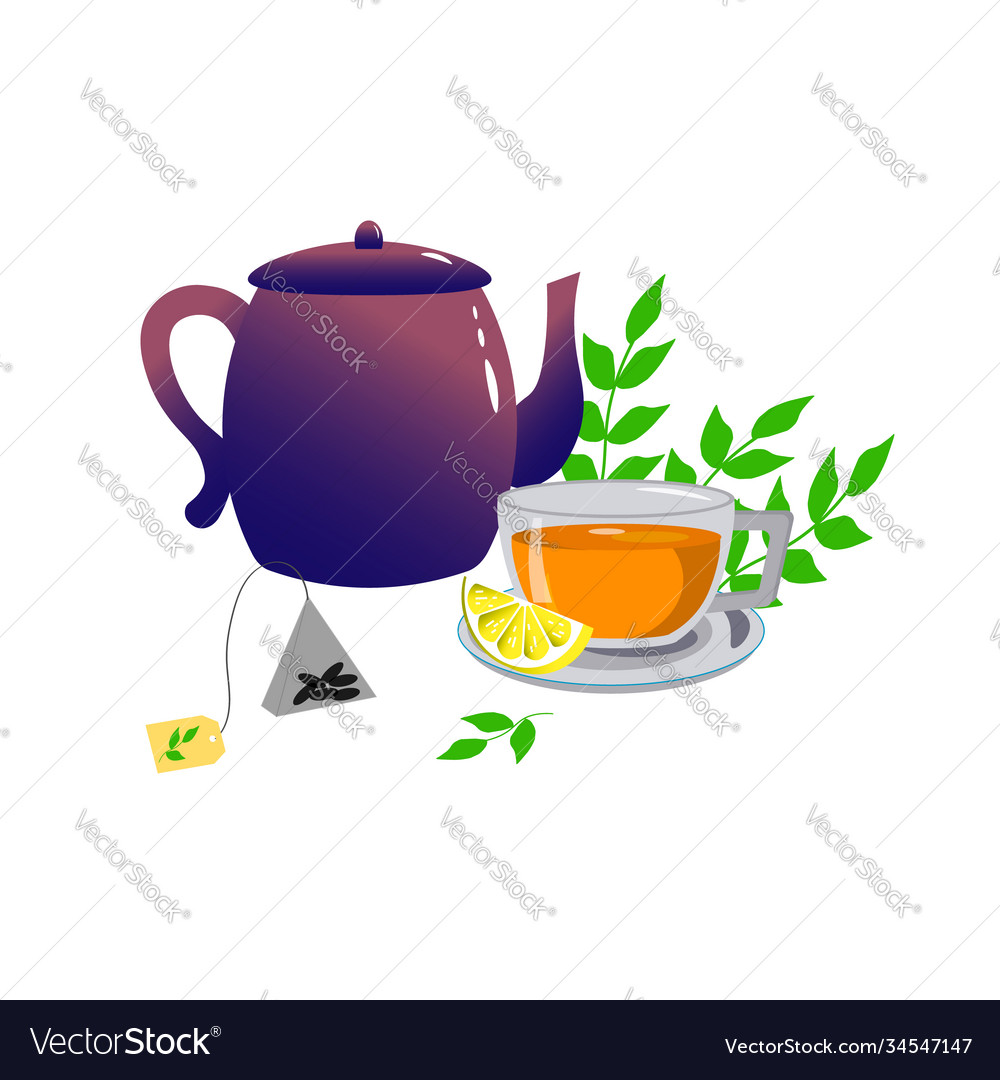 Teapot and a cup tea Royalty Free Vector Image