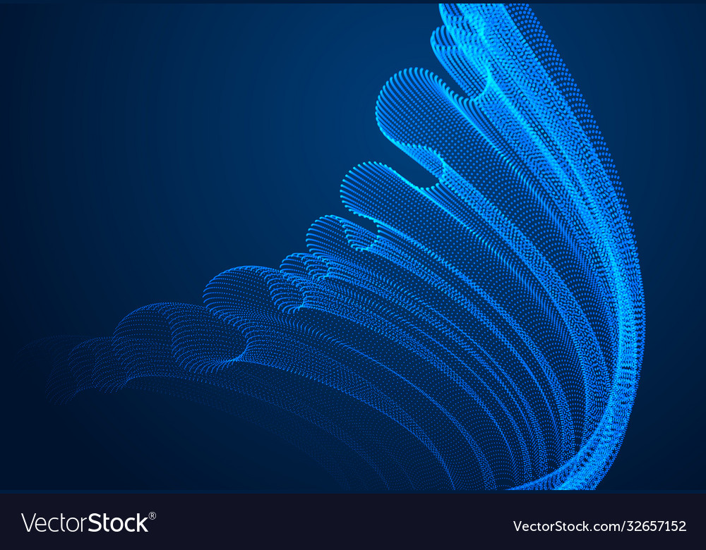 3d magic particles mesh array over dark sound vector image 3d magic particles mesh array over dark sound