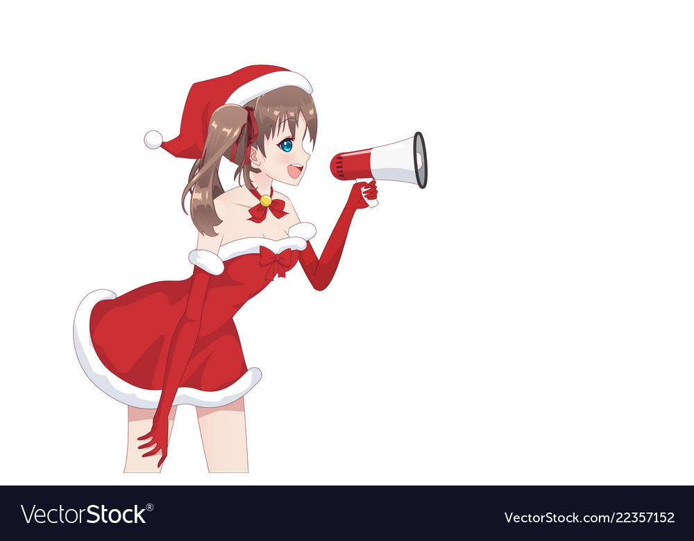 Anime manga girl dressed in santa claus costume Vector Image Anime manga girl dressed in santa claus costume Vector Image
