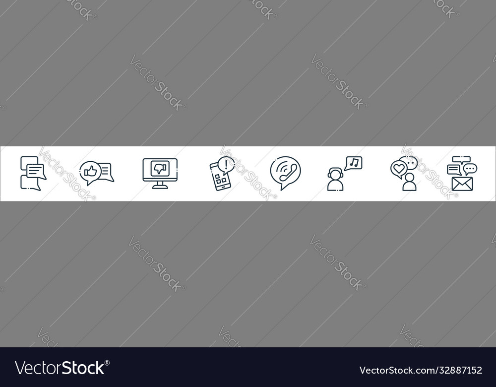 Chatting and communication line icons linear set