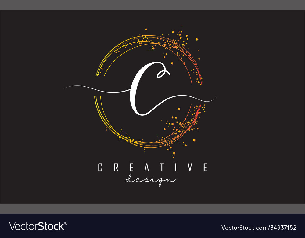 Golden sparkling circles and glitter frame Vector Image