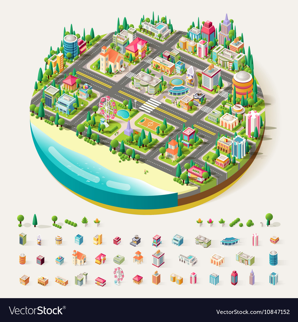 Isometric city business center