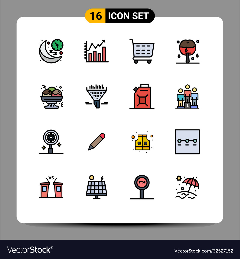 Mobile interface flat color filled line set 16