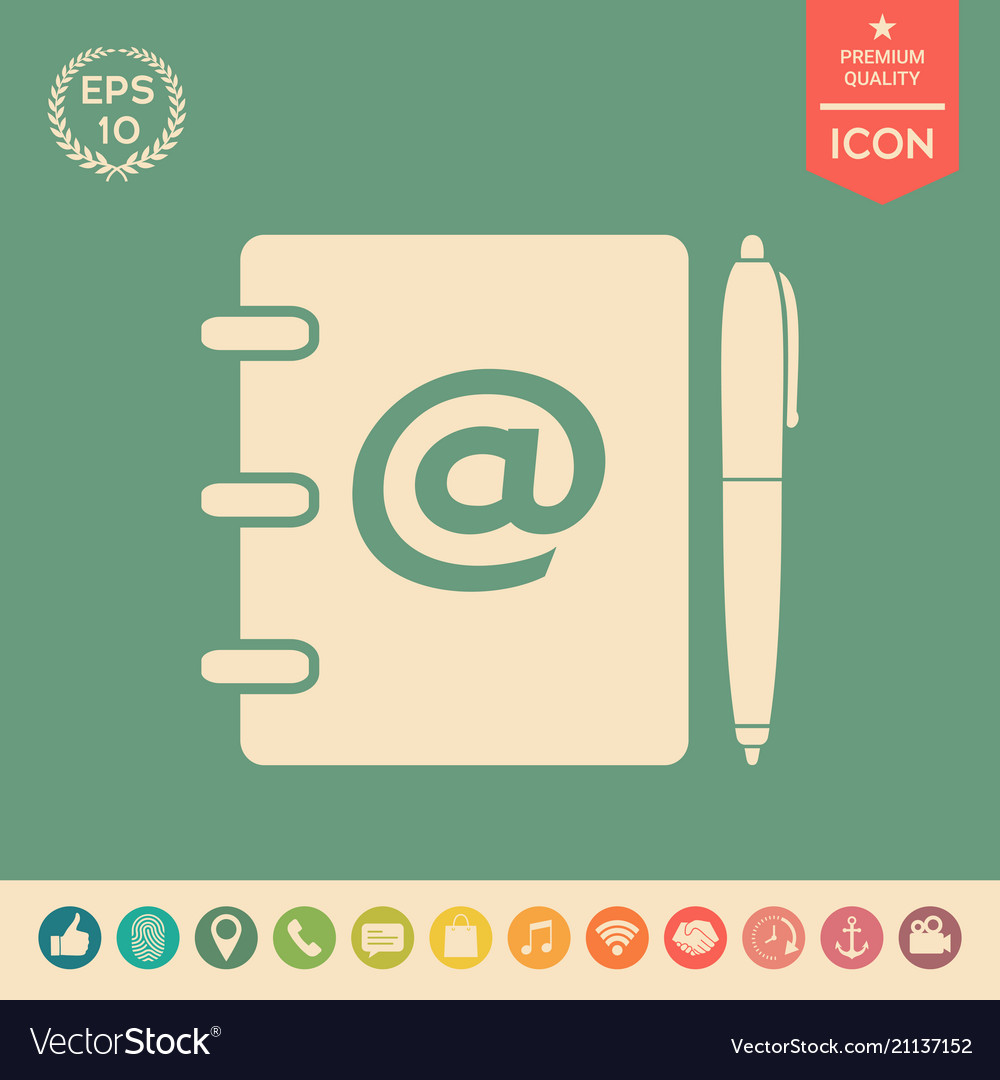 Notebook address phone book with email symbol vector image Notebook address phone book with email symbol