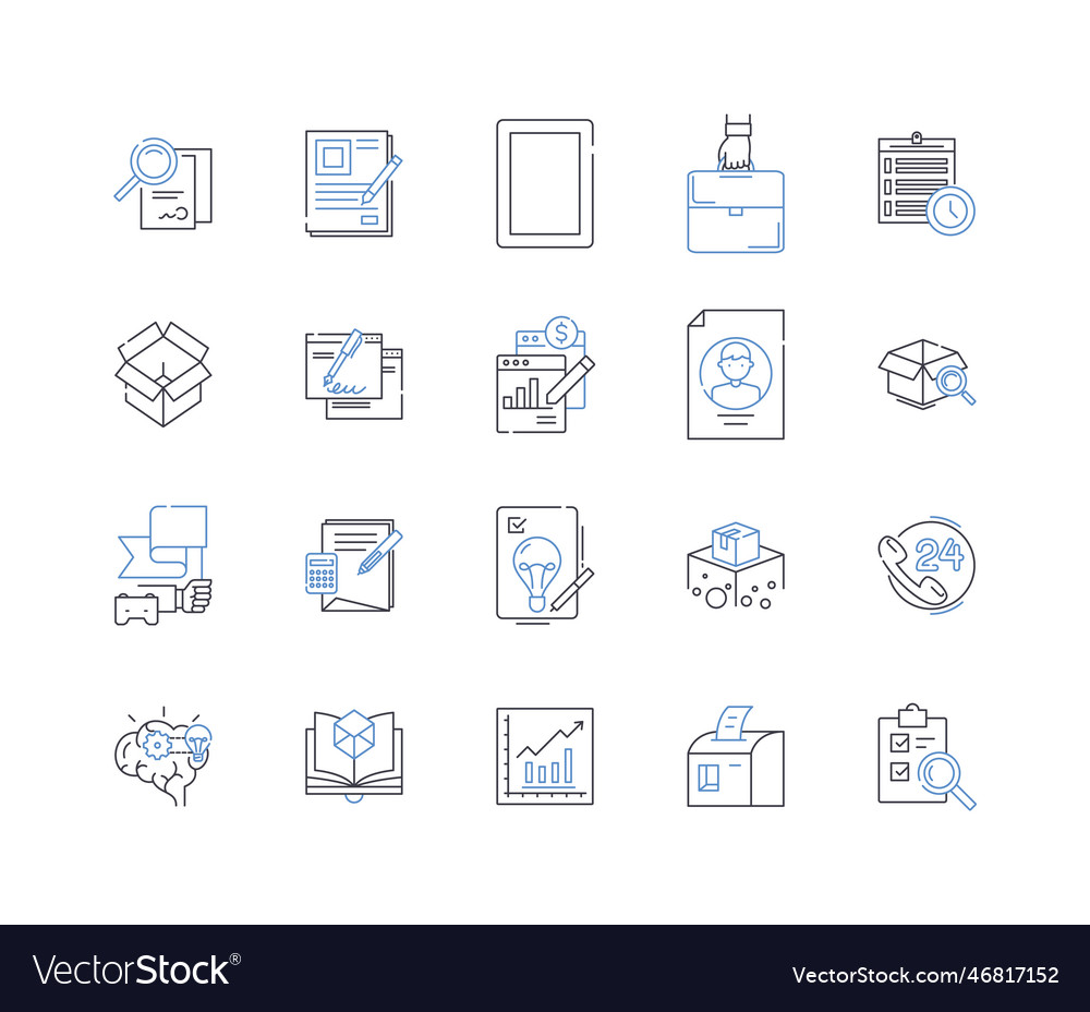 Operational process line icons collection vector image Operational process line icons collection