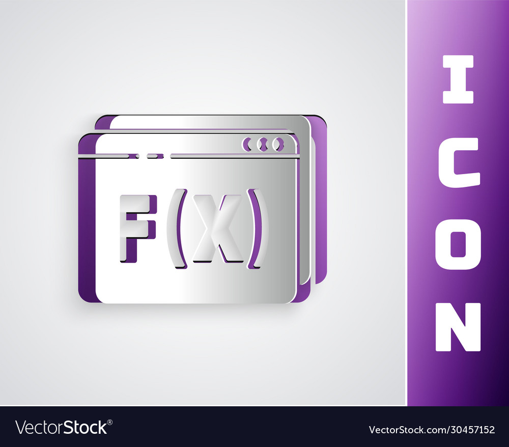 Paper cut function mathematical symbol icon vector image Paper cut function mathematical symbol icon