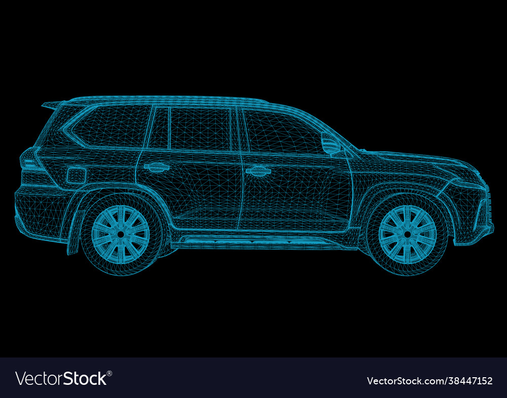 Police car in hologram wireframe style nice 3d