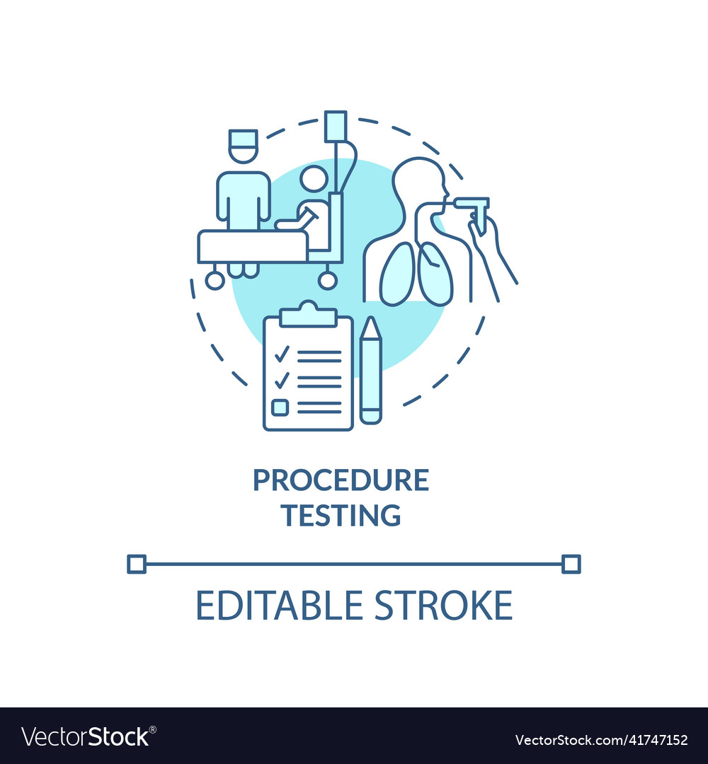 Procedure testing turquoise concept icon vector image Procedure testing turquoise concept icon