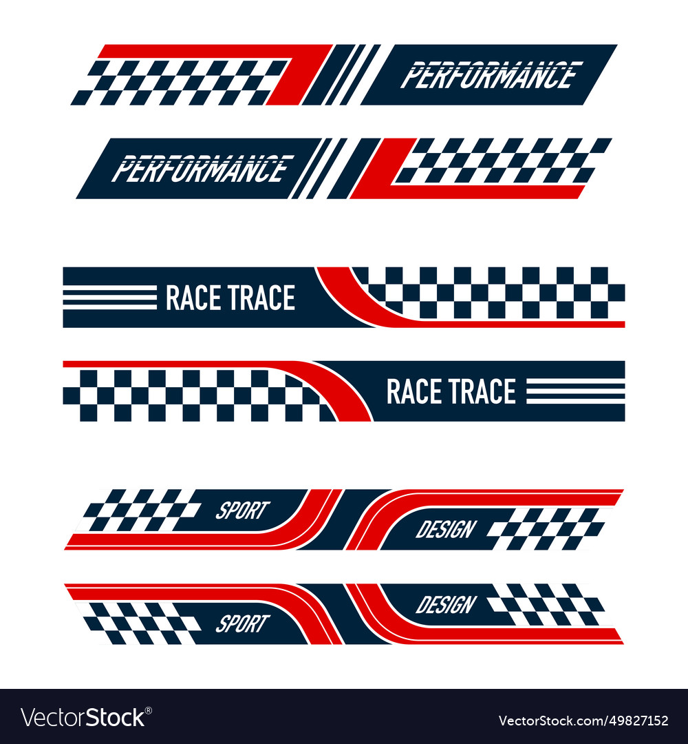 Red and blue sport car decals set Royalty Free Vector Image